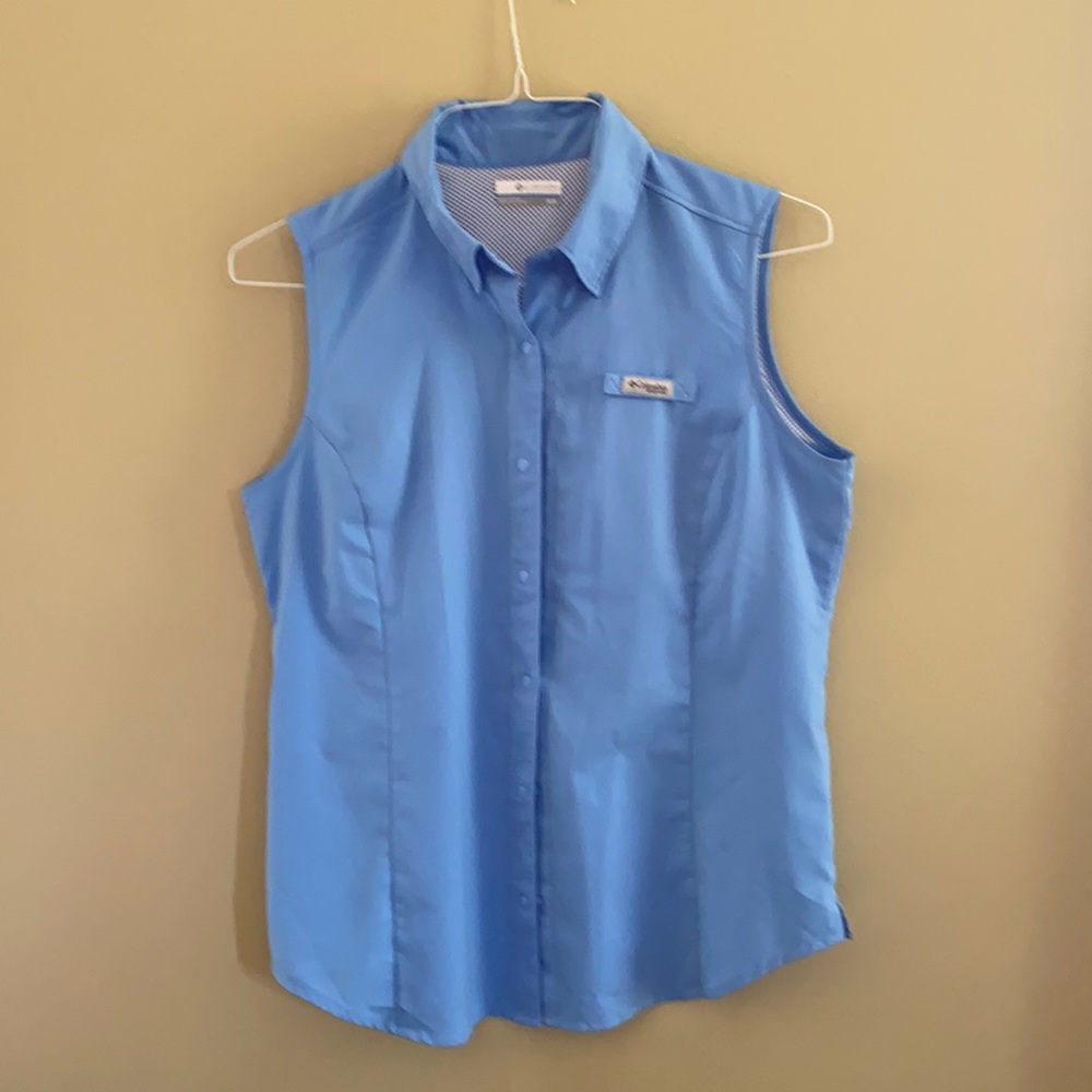 Columbia Blue Button Down Shirt with Dress Shirt Collar
